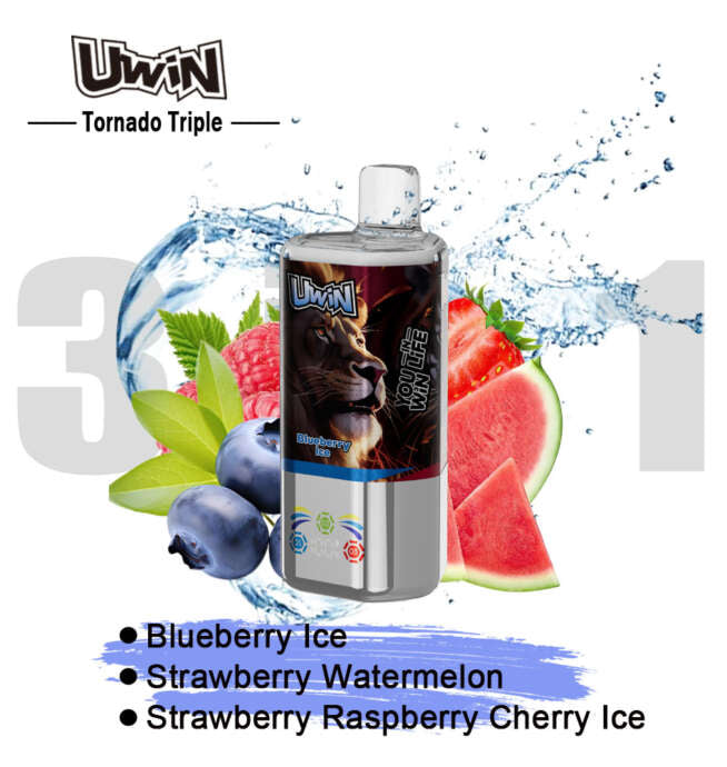 【New Arrive】Uwin Tornado Triple 60000 60K Puffs 3 in 1 Flavors Original Rechargeable LED Display Disposable Vape