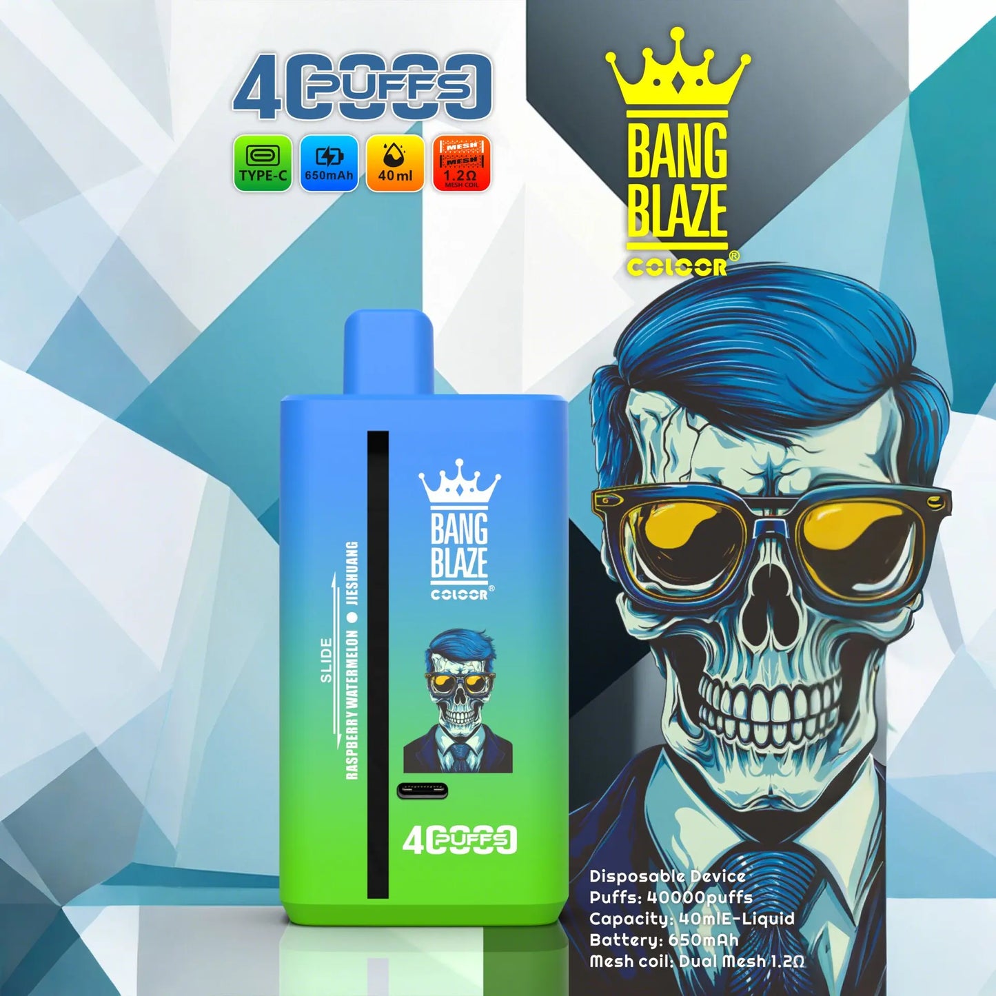 Bang Blaze 40000 40K Puffs 2% 3% 5% Nicotine Double Taste Disposable Vape(Box of 3)