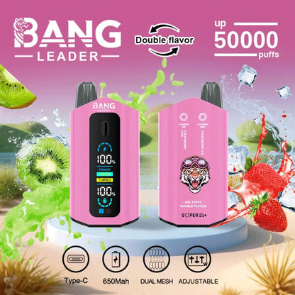 Bang Leader 50000 50K Puffs 2% 3% 5% Nicotine Double Taste LCD Display Disposable Vape(Box of 3)