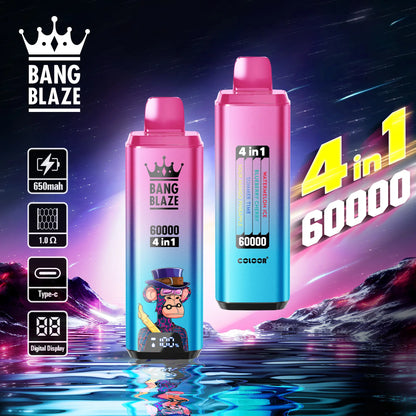 Bang Blaze 60000 60k Puffs 4 in 1 Flavors Newest Original Rechargeable LCD Display