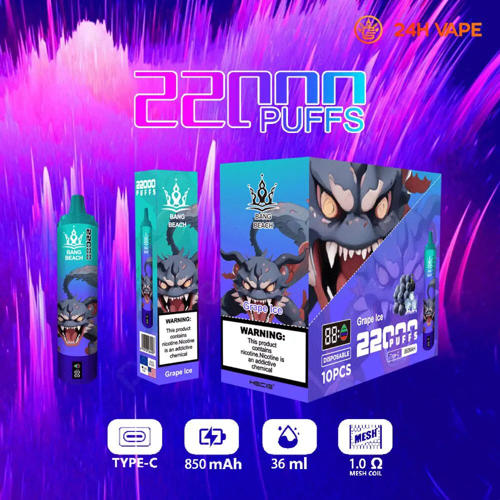 Bang Beach 22000 Puffs Original LED Display Edition Disposable Vape Pen(Box of 3)