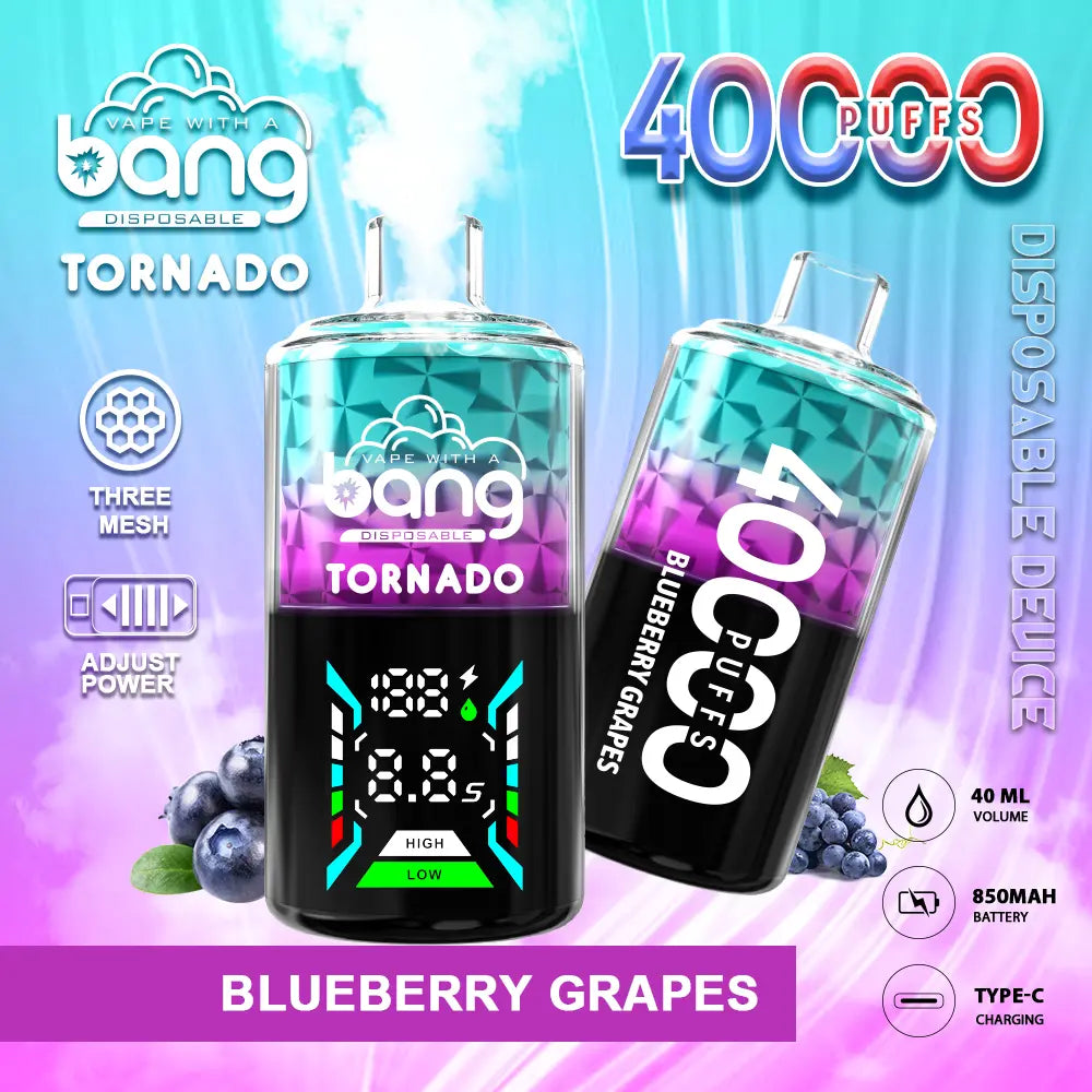 Bang Tornado 40000 40K Puffs Large Smoke LED Display Disposable Vape(Box of 3)