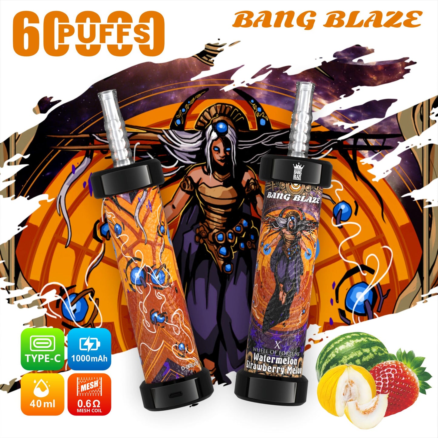 Bang Blaze 60k 60000 Puffs Latest Original LCD Display Disposable Vape Pen(Box of 3)