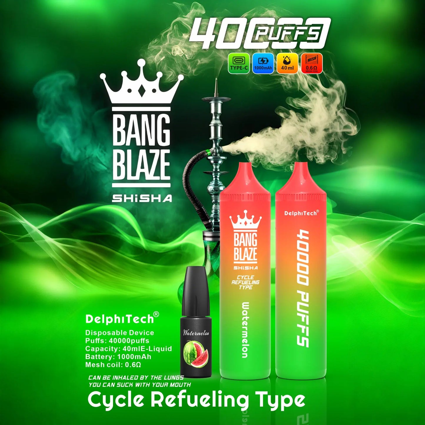 Bang Blaze 40k 40000 Puffs 2% 5% Nicotine Riginal Refillable Oil Vape(Box of 3)