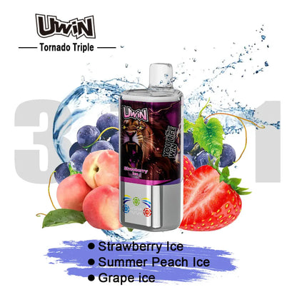 【New Arrive】Uwin Tornado Triple 60000 60K Puffs 3 in 1 Flavors Original Rechargeable LED Display Disposable Vape