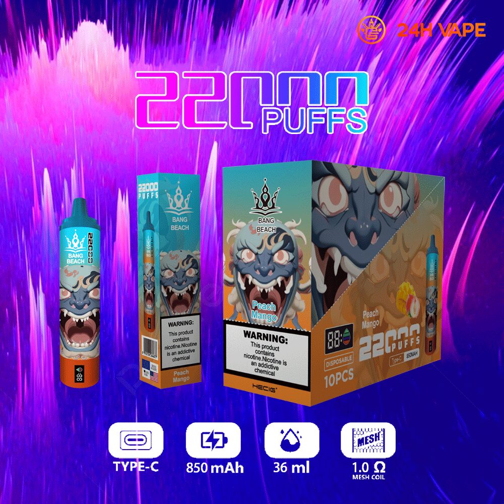Bang Beach 22000 Puffs Original LED Display Edition Disposable Vape Pen(Box of 3)