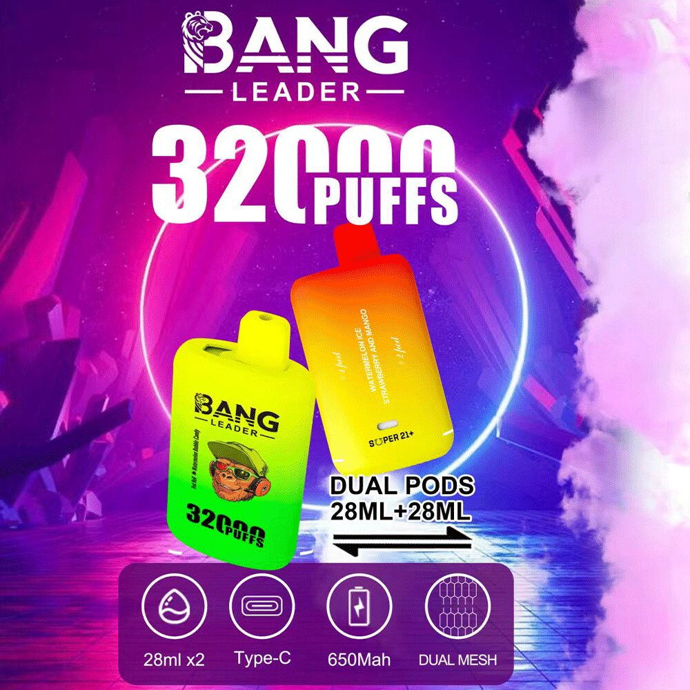 Bang Leader 32000 32k Puffs 0% 2% 3% 5% Nicotine  Double Taste Disposable Vape(Box of 3)