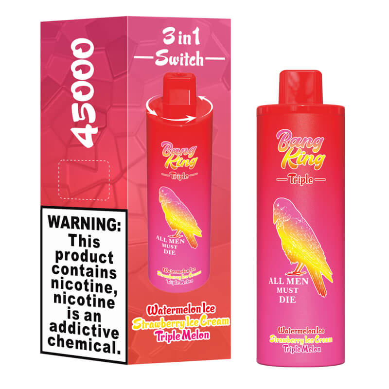 Bang King Triple 45000 45K Puffs Vape 3 in 1 Flavors Newest Original Rechargeable Disposable Vape(Box of 3)