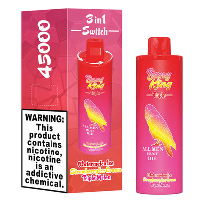 Bang King Triple 45000 45K Puffs Vape 3 in 1 Flavors Newest Original Rechargeable Disposable Vape(Box of 3)