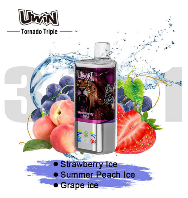 【New Arrive】Uwin Tornado Triple 60000 60K Puffs 3 in 1 Flavors Original Rechargeable LED Display Disposable Vape