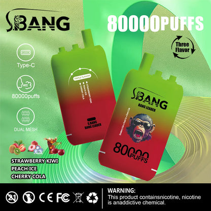 Bang Leader 80000 80K Puffs 3 in 1 Flavors Newest Original Rechargeable Disposable Vape(Box of 3)