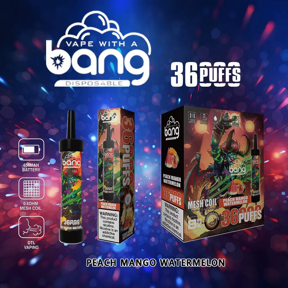Bang 36000 36K Puffs 0% 2% 3% 5% Nicotine Latest Original Disposable Vape Pen(Box of 3)