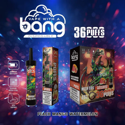 Bang 36000 36K Puffs 0% 2% 3% 5% Nicotine Latest Original Disposable Vape Pen(Box of 3)