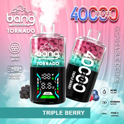 Bang Tornado 40000 40K Puffs Large Smoke LED Display Disposable Vape(Box of 3)