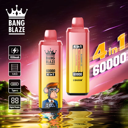 Bang Blaze 60000 60k Puffs 4 in 1 Flavors Newest Original Rechargeable LCD Display