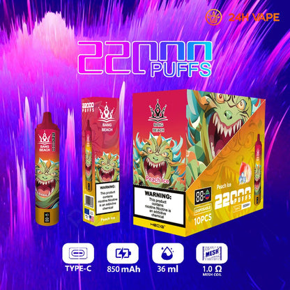 Bang Beach 22000 Puffs Original LED Display Edition Disposable Vape Pen(Box of 3)