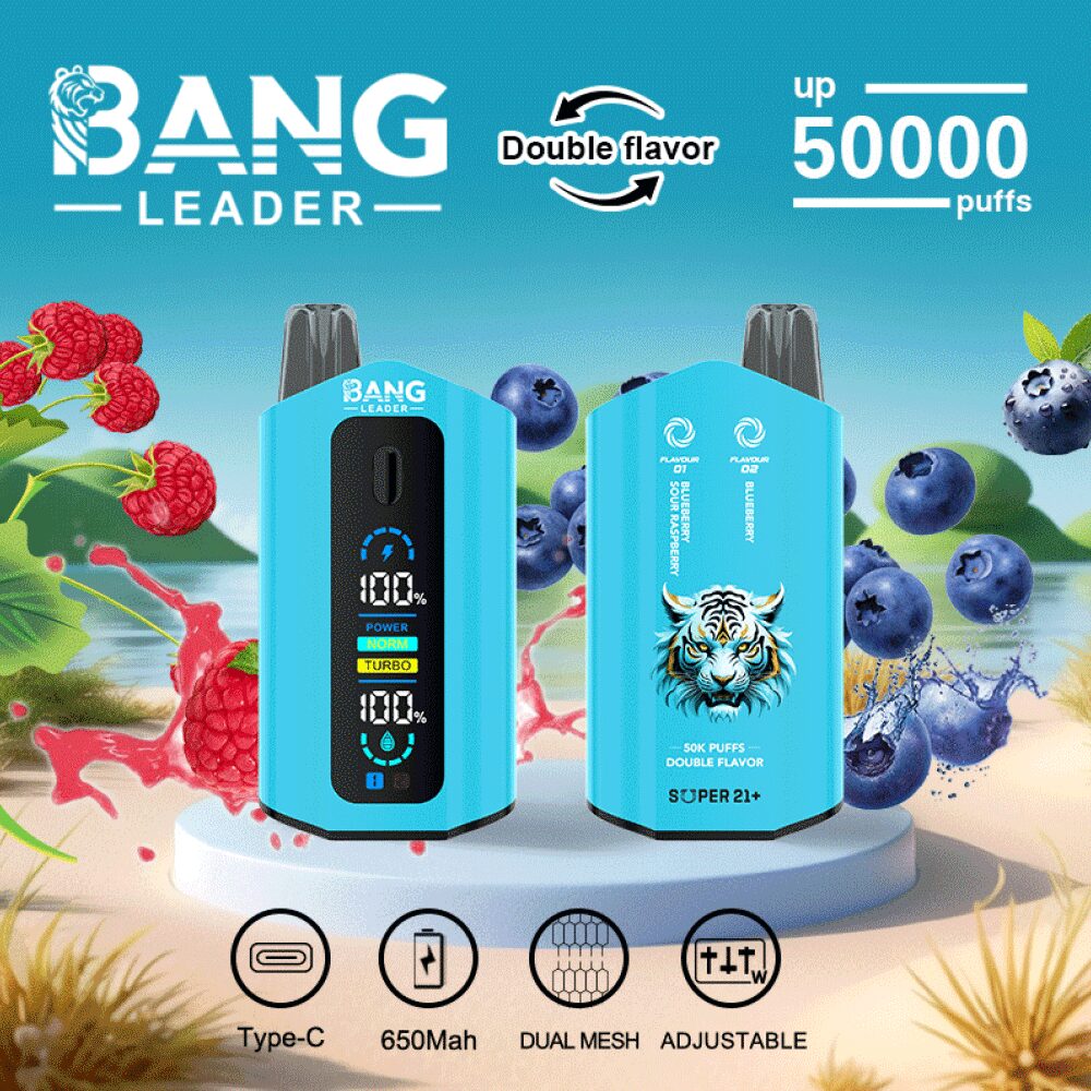 Bang Leader 50000 50K Puffs 2% 3% 5% Nicotine Double Taste LCD Display Disposable Vape(Box of 3)