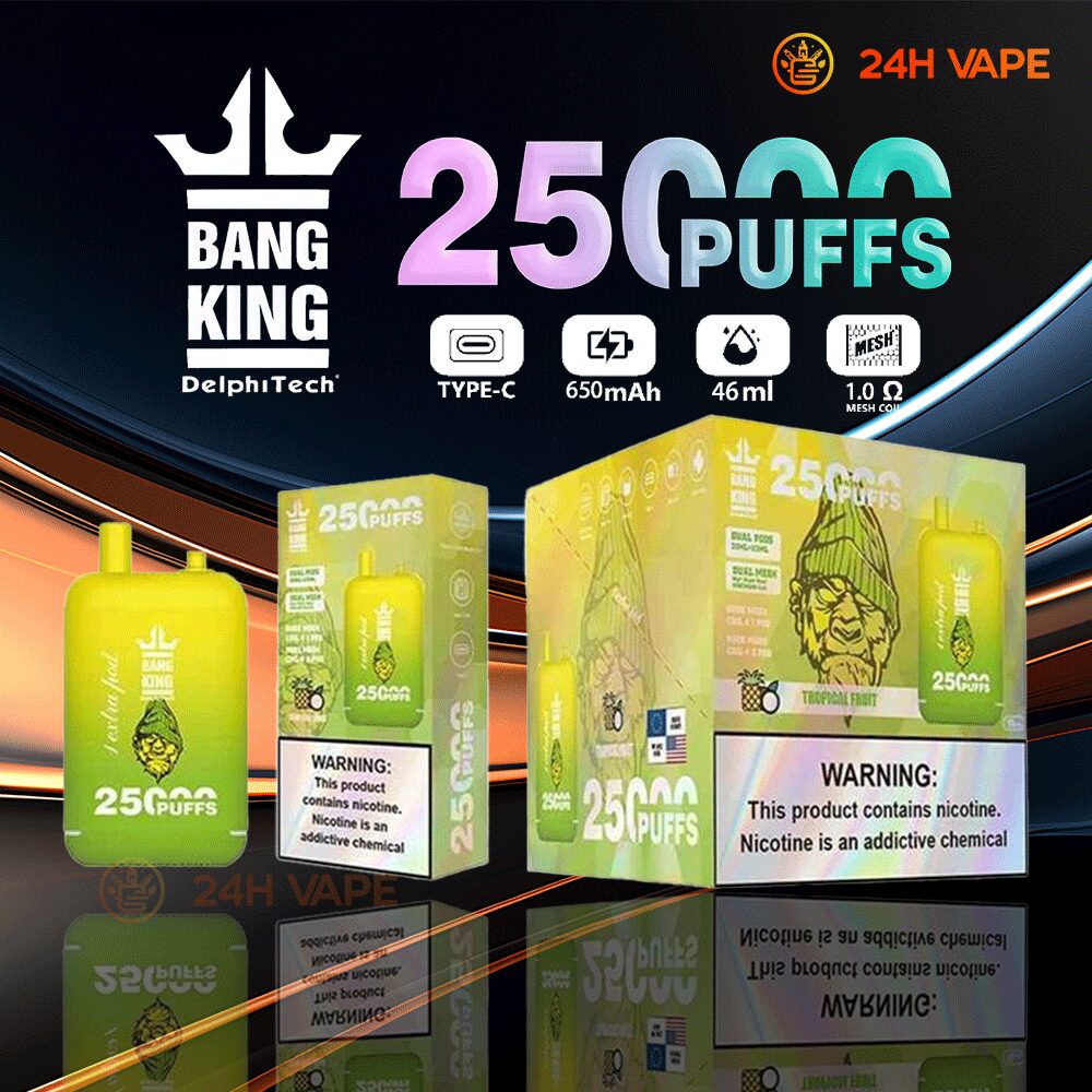 Bang King 25000 Puffs 0% 2% 3% 5% Nicotine Double Warehouser Disposable Vape Pod(Box of 3)