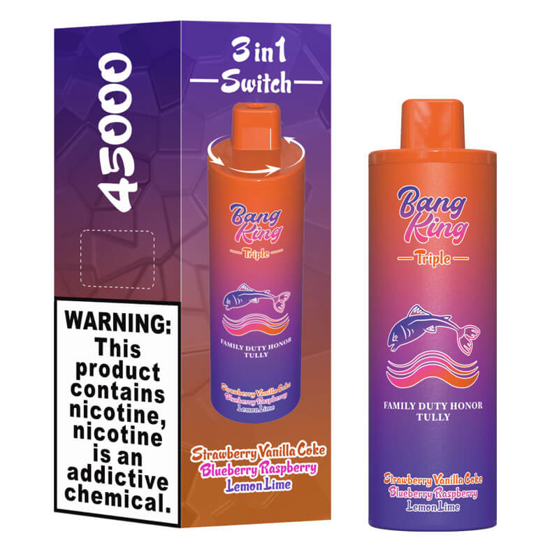Bang King Triple 45000 45K Puffs Vape 3 in 1 Flavors Newest Original Rechargeable Disposable Vape(Box of 3)