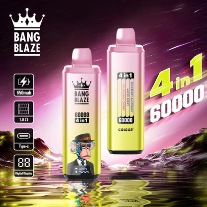 Bang Blaze 60000 60k Puffs 4 in 1 Flavors Newest Original Rechargeable LCD Display