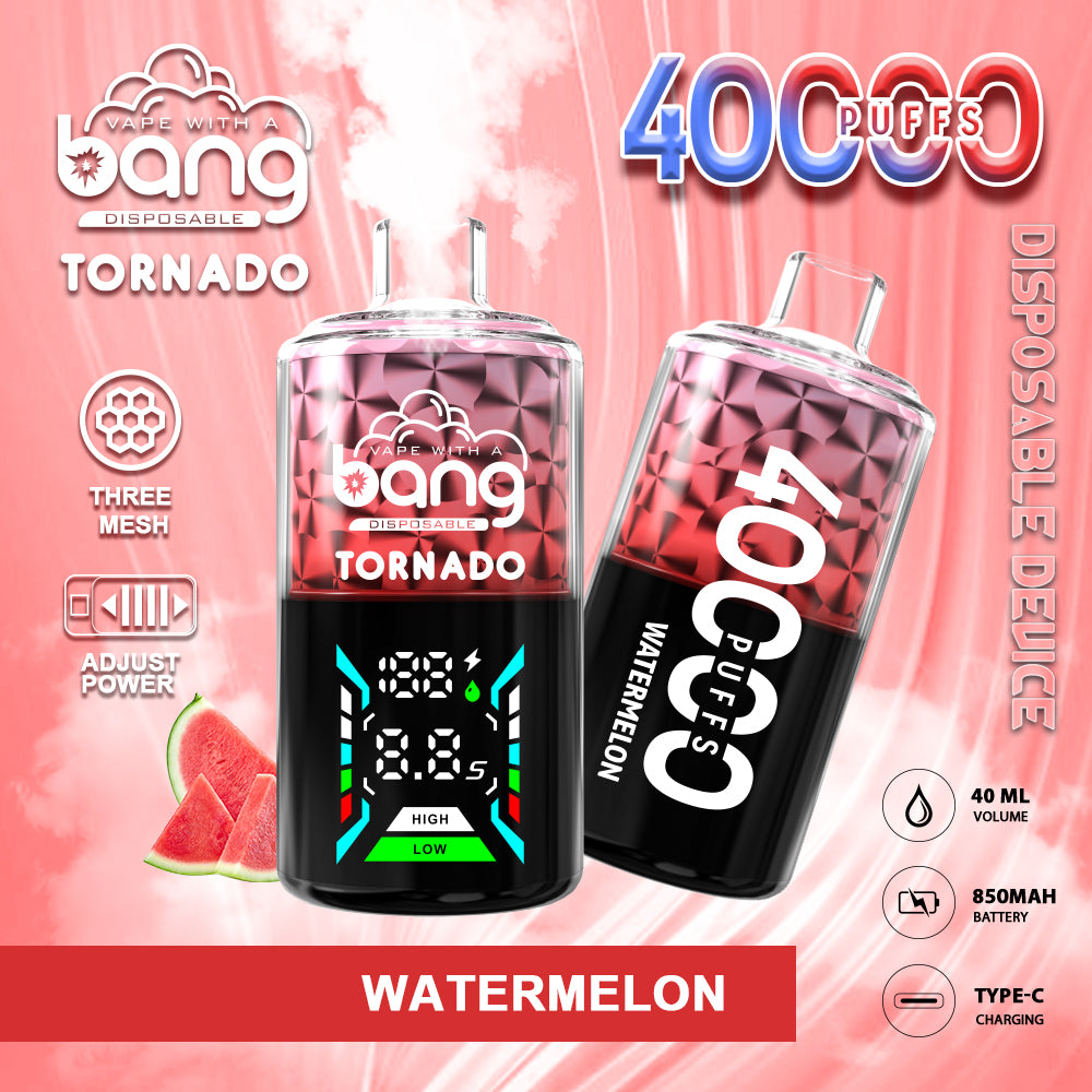Bang Tornado 40000 40K Puffs Large Smoke LED Display Disposable Vape(Box of 3)