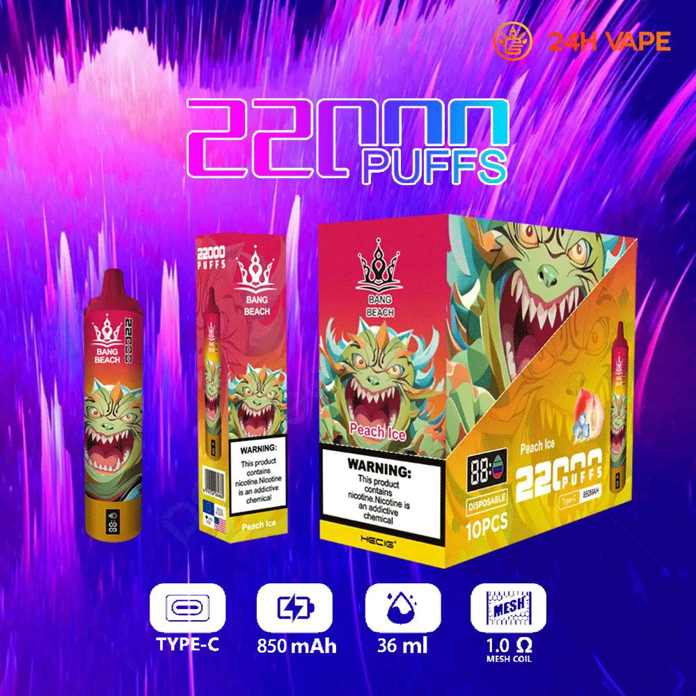 Bang Beach 22000 Puffs Original LED Display Edition Disposable Vape Pen(Box of 3)