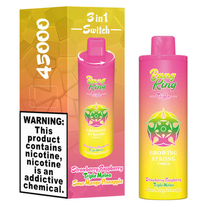 Bang King Triple 45000 45K Puffs Vape 3 in 1 Flavors Newest Original Rechargeable Disposable Vape(Box of 3)