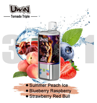 【New Arrive】Uwin Tornado Triple 60000 60K Puffs 3 in 1 Flavors Original Rechargeable LED Display Disposable Vape