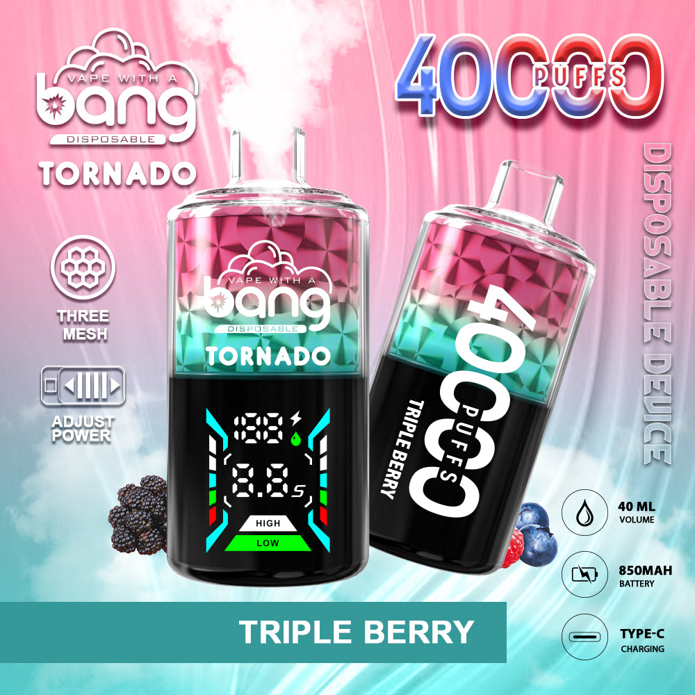 Bang Tornado 40000 40K Puffs Large Smoke LED Display Disposable Vape(Box of 3)