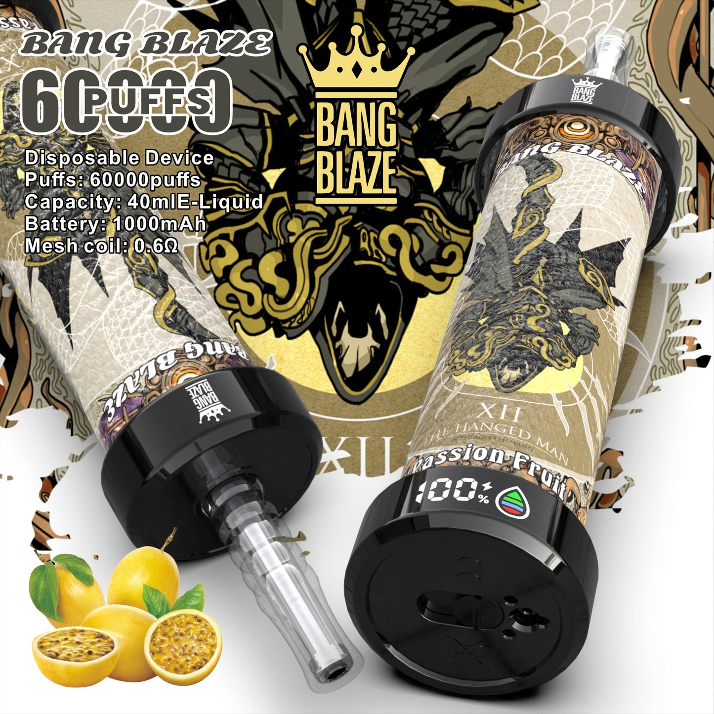 Bang Blaze 60k 60000 Puffs Latest Original LCD Display Disposable Vape Pen(Box of 3)