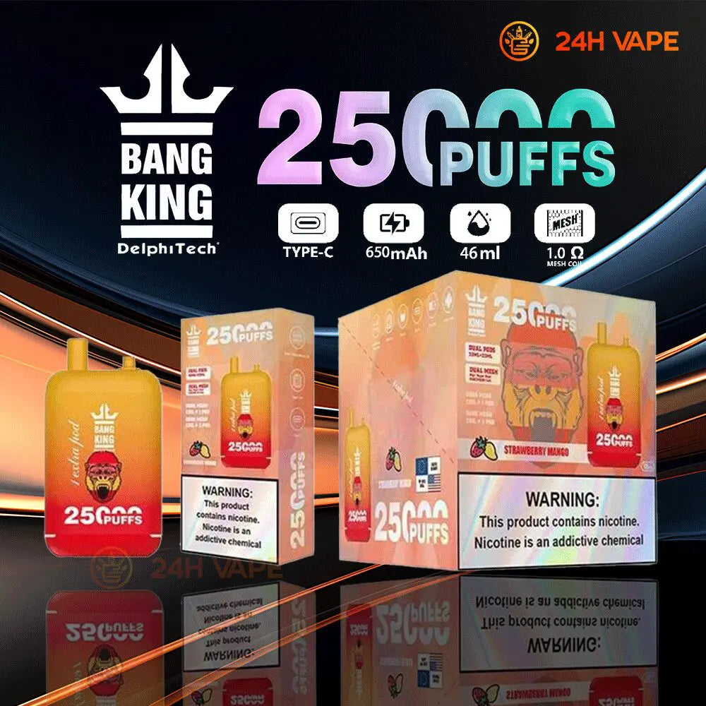 Bang King 25000 Puffs 0% 2% 3% 5% Nicotine Double Warehouser Disposable Vape Pod(Box of 3)