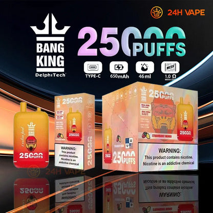 Bang King 25000 Puffs 0% 2% 3% 5% Nicotine Double Warehouser Disposable Vape Pod(Box of 3)