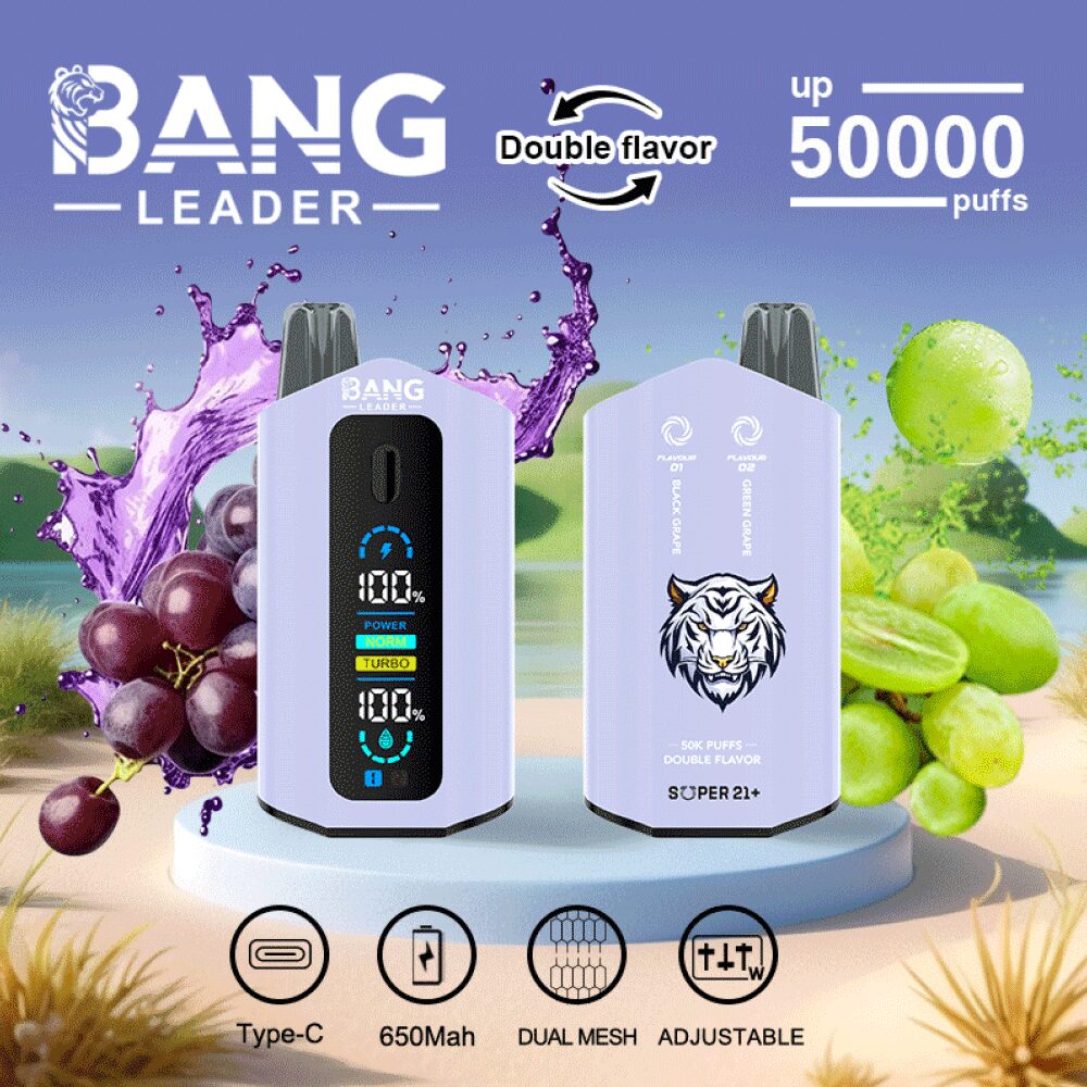 Bang Leader 50000 50K Puffs 2% 3% 5% Nicotine Double Taste LCD Display Disposable Vape(Box of 3)