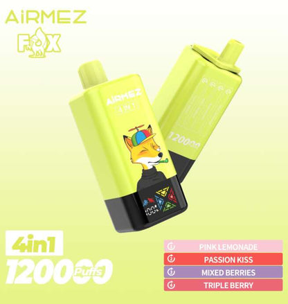 【New Arrive】Airmez Fox 120K Puffs 4 in 1 Flavors Newest Original Rechargeable LCD Display Disposable Vape EU Warehouse