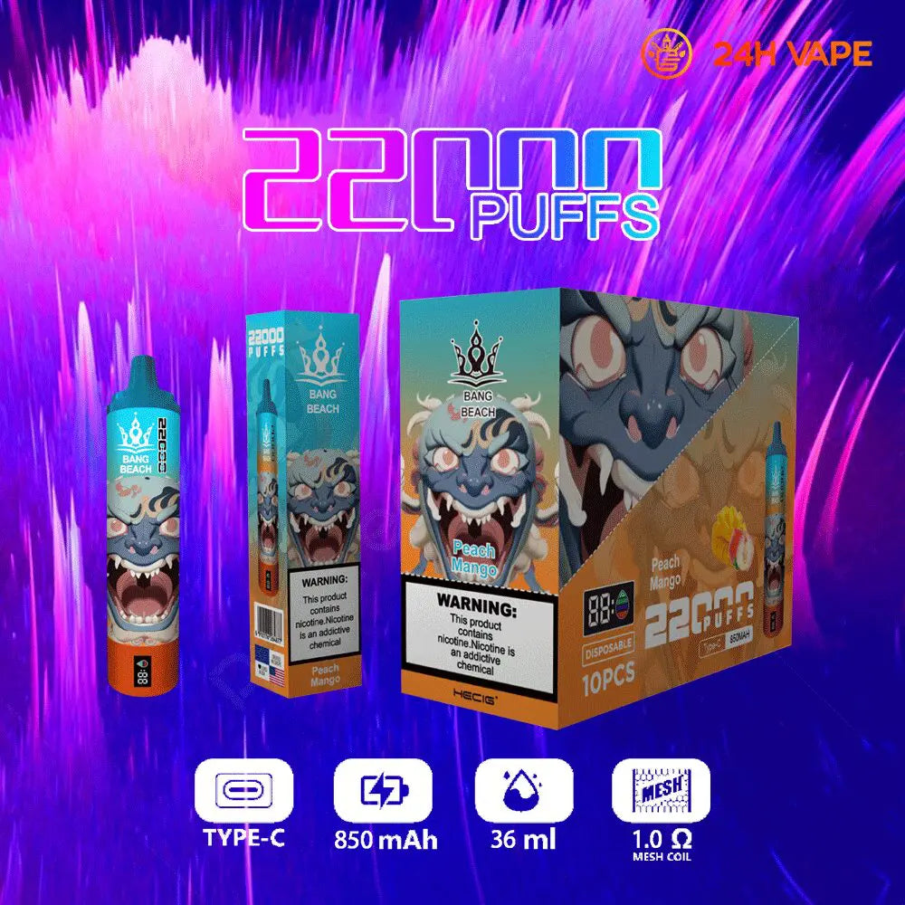 Bang Beach 22000 Puffs Original LED Display Edition Disposable Vape Pen(Box of 3)