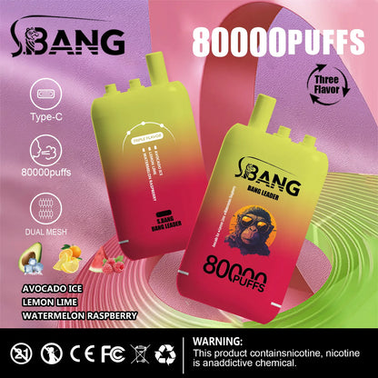 Bang Leader 80000 80K Puffs 3 in 1 Flavors Newest Original Rechargeable Disposable Vape(Box of 3)
