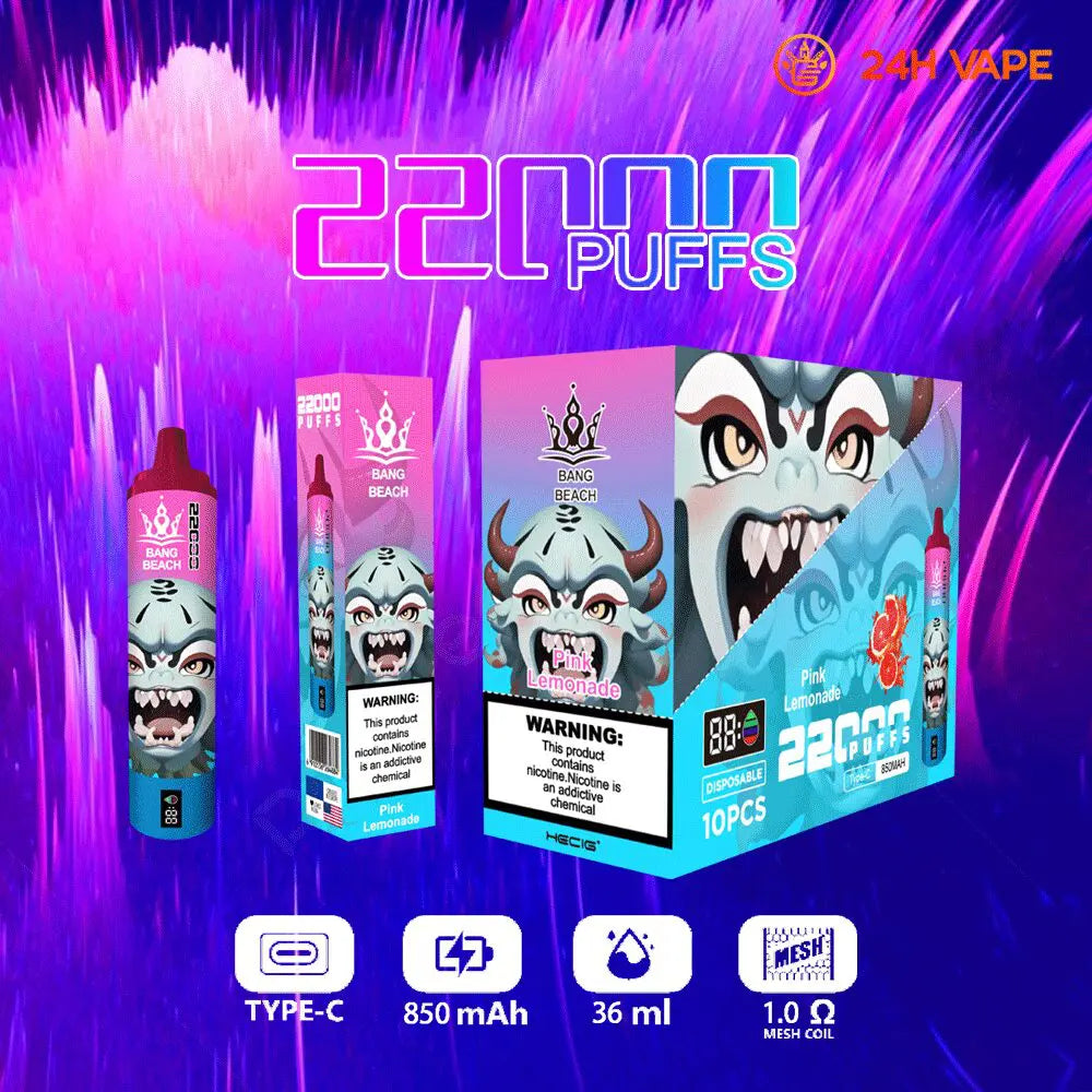 Bang Beach 22000 Puffs Original LED Display Edition Disposable Vape Pen(Box of 3)