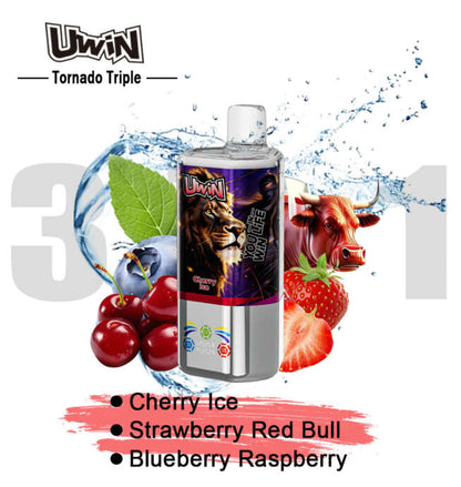 【New Arrive】Uwin Tornado Triple 60000 60K Puffs 3 in 1 Flavors Original Rechargeable LED Display Disposable Vape