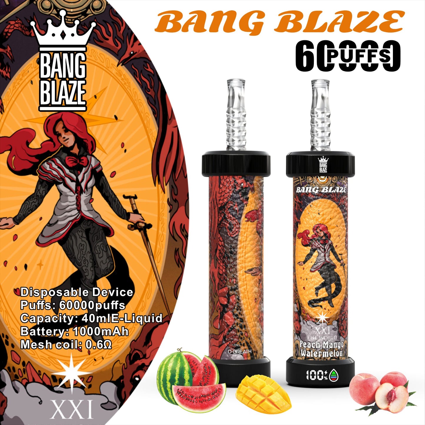 Bang Blaze 60k 60000 Puffs Latest Original LCD Display Disposable Vape Pen(Box of 3)