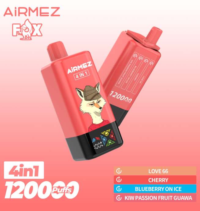 【New Arrive】Airmez Fox 120K Puffs 4 in 1 Flavors Newest Original Rechargeable LCD Display Disposable Vape EU Warehouse
