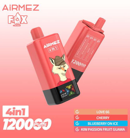 【New Arrive】Airmez Fox 120K Puffs 4 in 1 Flavors Newest Original Rechargeable LCD Display Disposable Vape EU Warehouse
