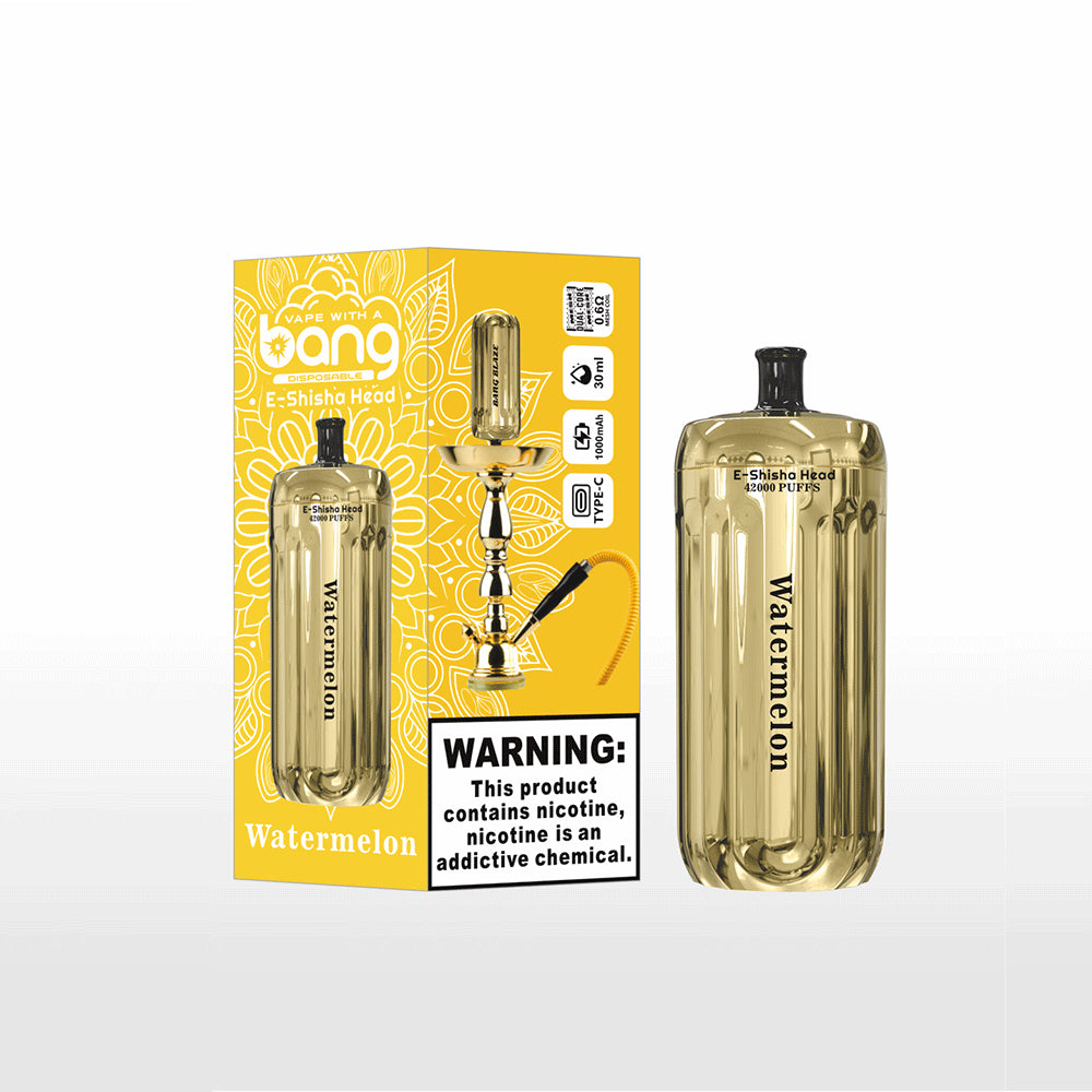 Bang E-Shisha Head 42000 42K Puffs Gold LED Display Disposable Vape(Box of 3)