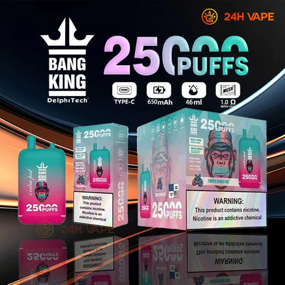 Bang King 25000 Puffs 0% 2% 3% 5% Nicotine Double Warehouser Disposable Vape Pod(Box of 3)