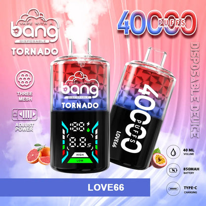 Bang Tornado 40000 40K Puffs Large Smoke LED Display Disposable Vape(Box of 3)
