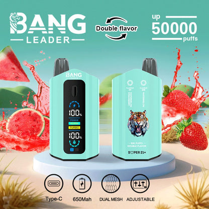 Bang Leader 50000 50K Puffs 2% 3% 5% Nicotine Double Taste LCD Display Disposable Vape(Box of 3)
