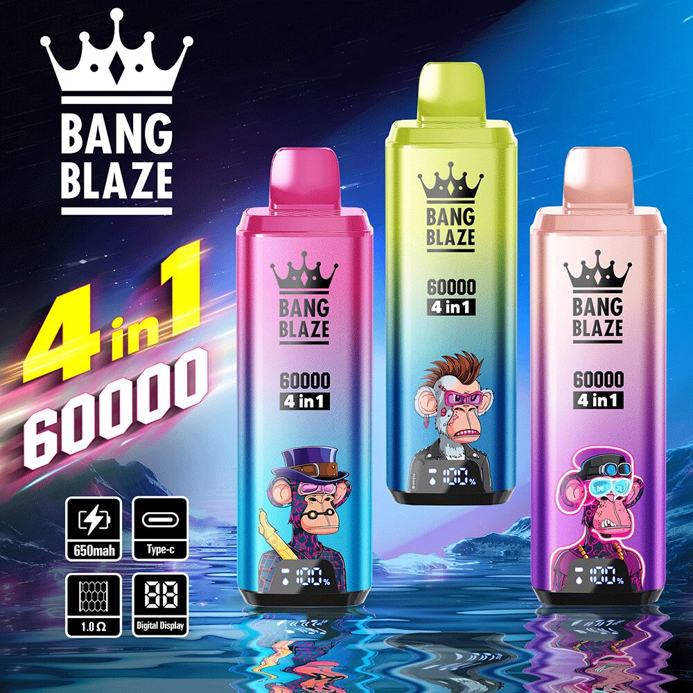 Bang Blaze 60000 60k Puffs 4 in 1 Flavors Newest Original Rechargeable LCD Display