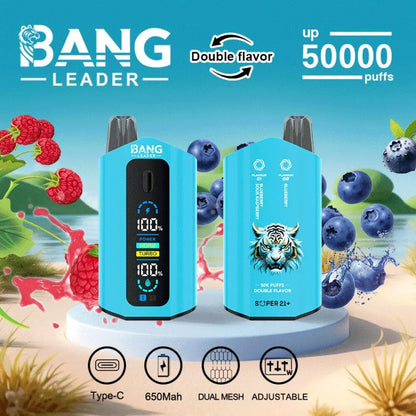 Bang Leader 50000 50K Puffs 2% 3% 5% Nicotine Double Taste LCD Display Disposable Vape(Box of 3)