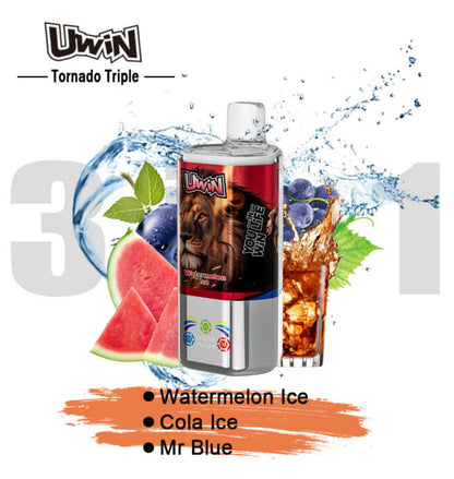 【New Arrive】Uwin Tornado Triple 60000 60K Puffs 3 in 1 Flavors Original Rechargeable LED Display Disposable Vape