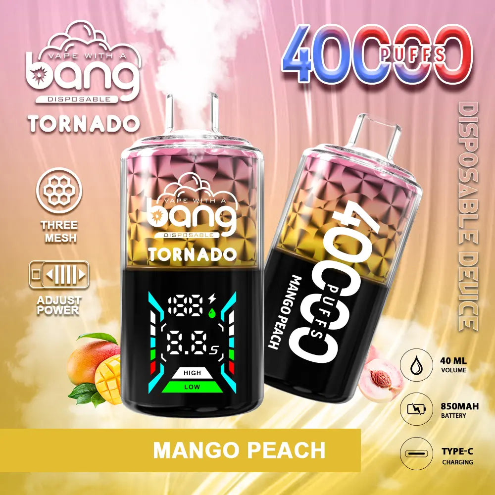 Bang Tornado 40000 40K Puffs Large Smoke LED Display Disposable Vape(Box of 3)