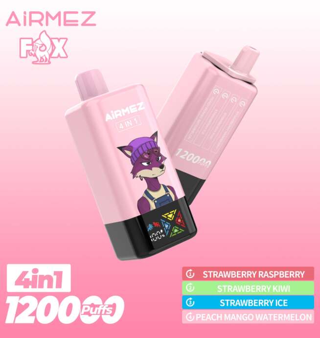 【New Arrive】Airmez Fox 120K Puffs 4 in 1 Flavors Newest Original Rechargeable LCD Display Disposable Vape EU Warehouse